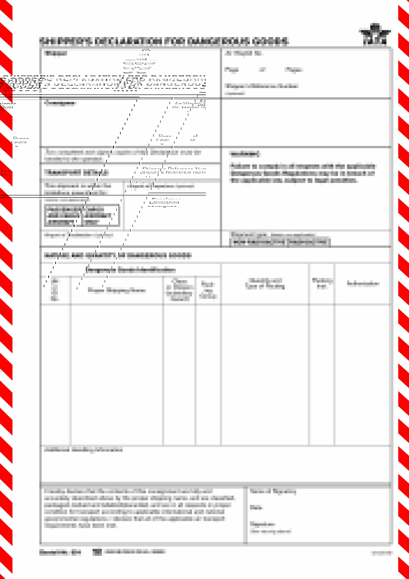   854 Shippers Declaration Luftverkehr IATA                                     