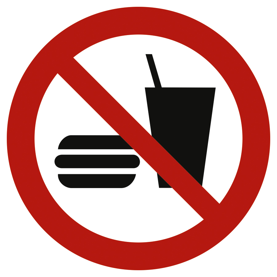 Essen und Trinken verboten, Symbolschild, ISO 7010