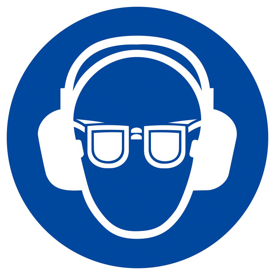 Gehörschutz und Augenschutz benutzen, Gebotszeichen, ISO 7010