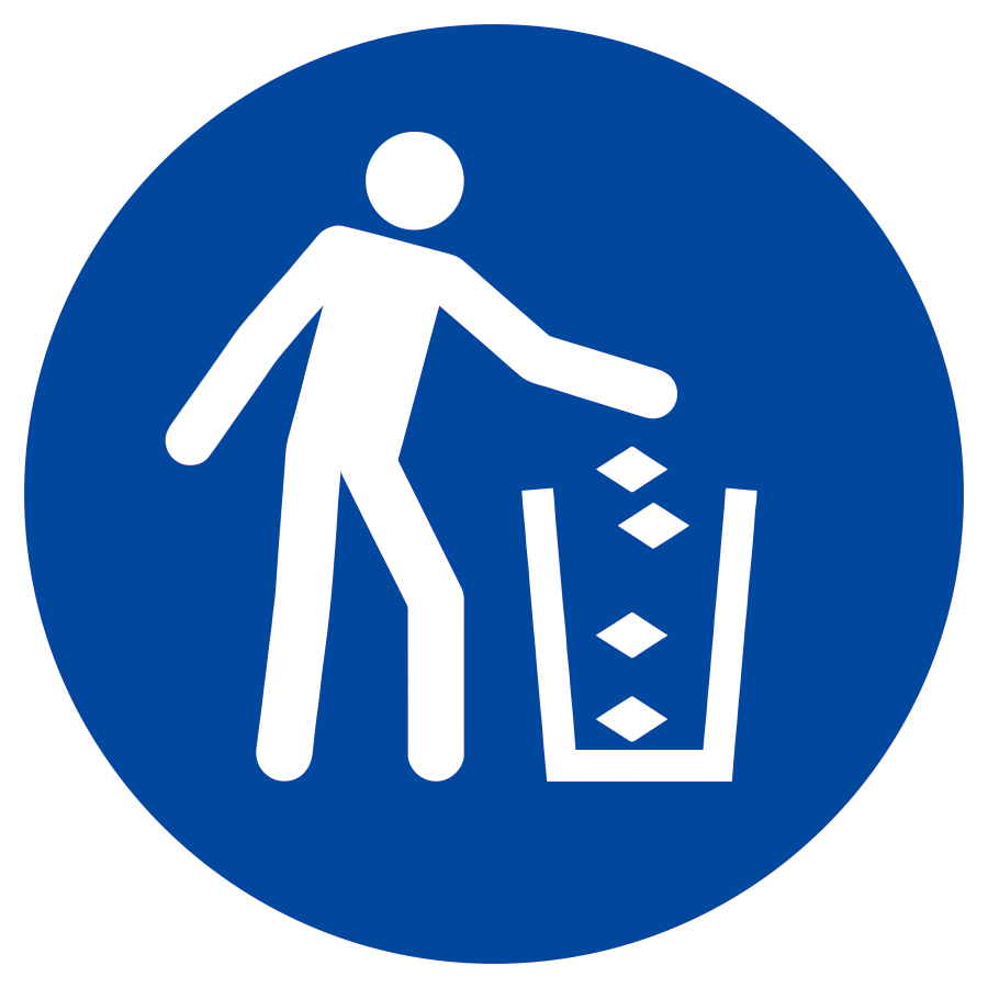 Abfallbehälter benutzen, Gebotszeichen, ISO 7010