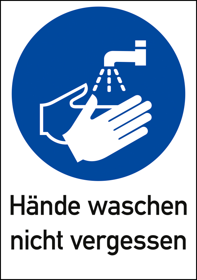 Hände waschen nicht vergessen Gebotszeichen, ISO 7010
