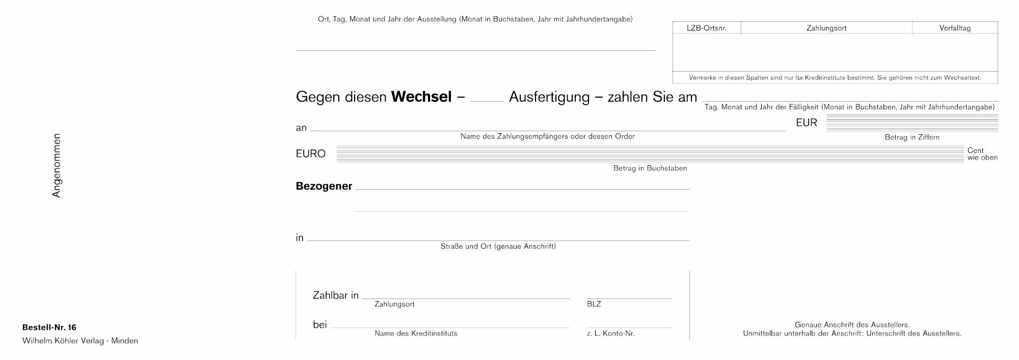 16 Wechsel, deutsch