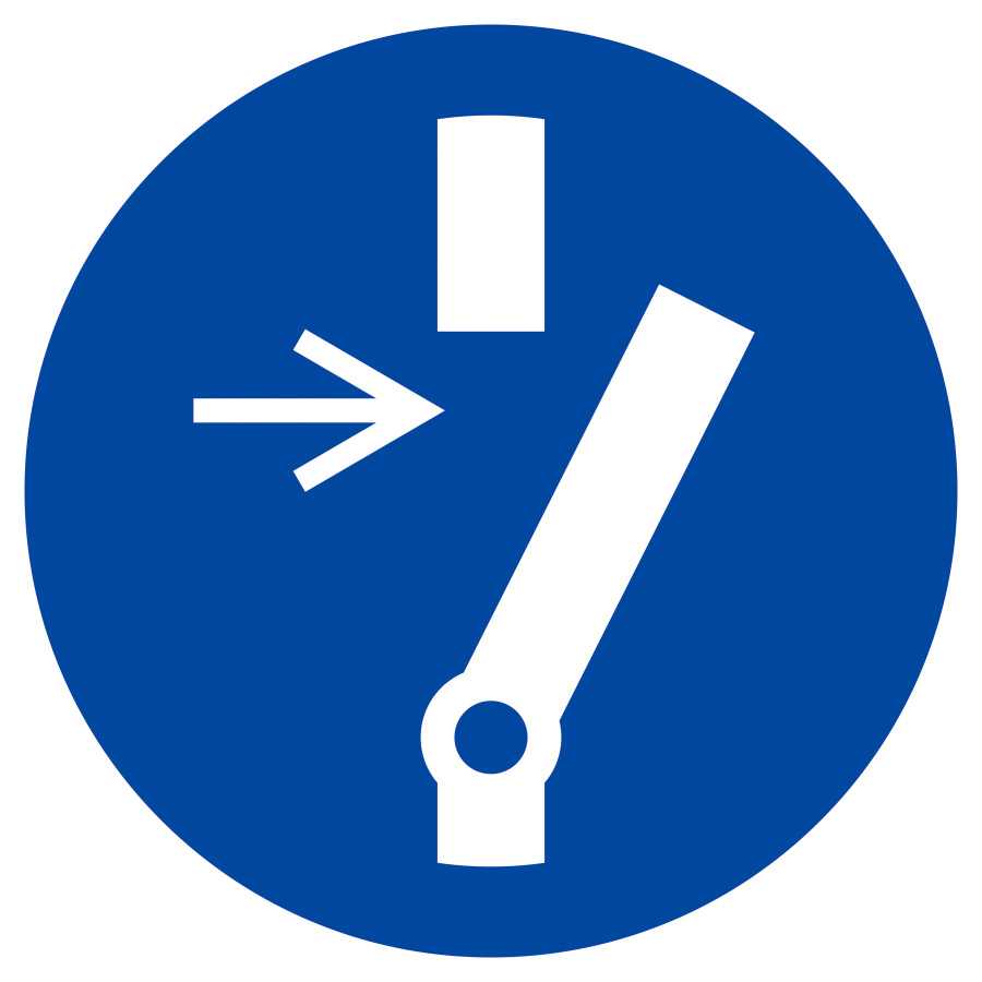Vor Wartung oder Reparatur freischalten, Gebotszeichen, ISO 7010
