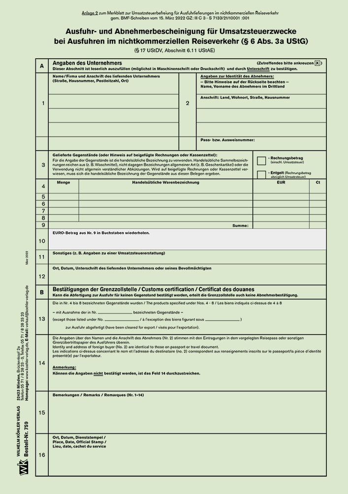 759 Ausfuhr- und Abnehmerbescheinigung