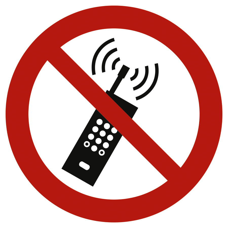 Eingeschaltete Mobiltelefone verboten, Verbotszeichen, ISO 7010