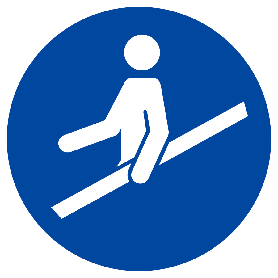Handlauf benutzen, Gebotszeichen, ISO 7010
