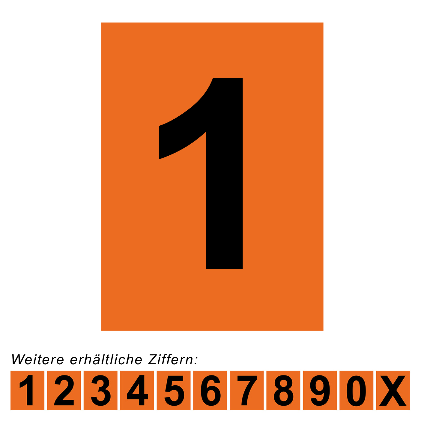 Ziffern zur Erstellung eigener UN-Tafeln der Größe 40 x 30 cm