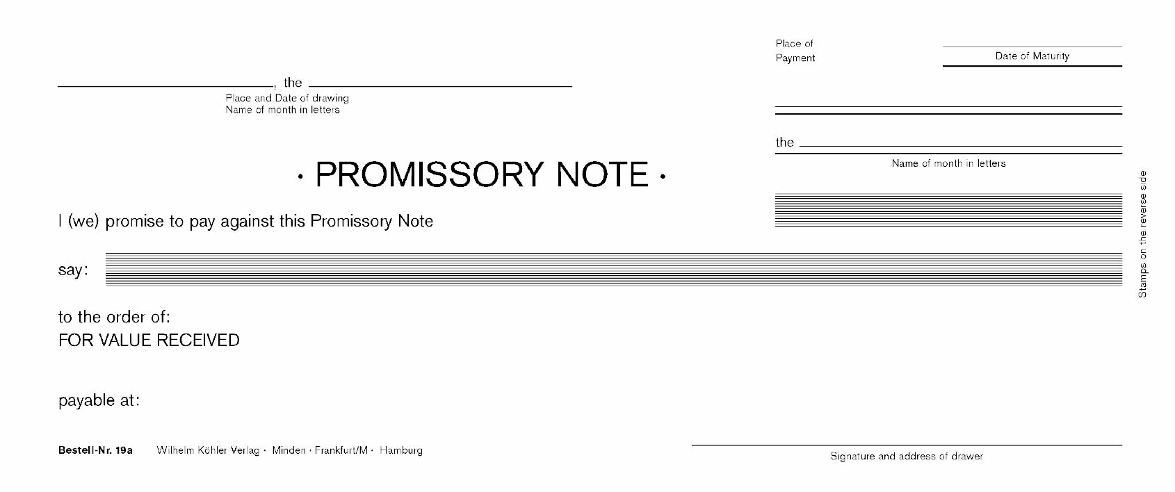 19a Promissory Note Sola-Wechsel