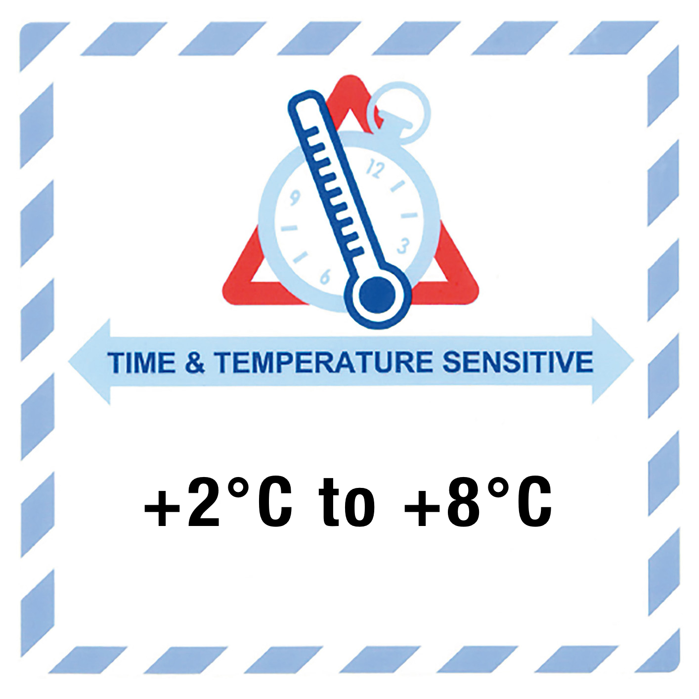 "Time & Temperature Sensitive" mit Eindruck Temperaturbereich