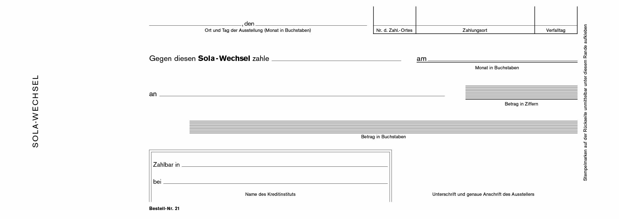 21 deutscher Solawechsel