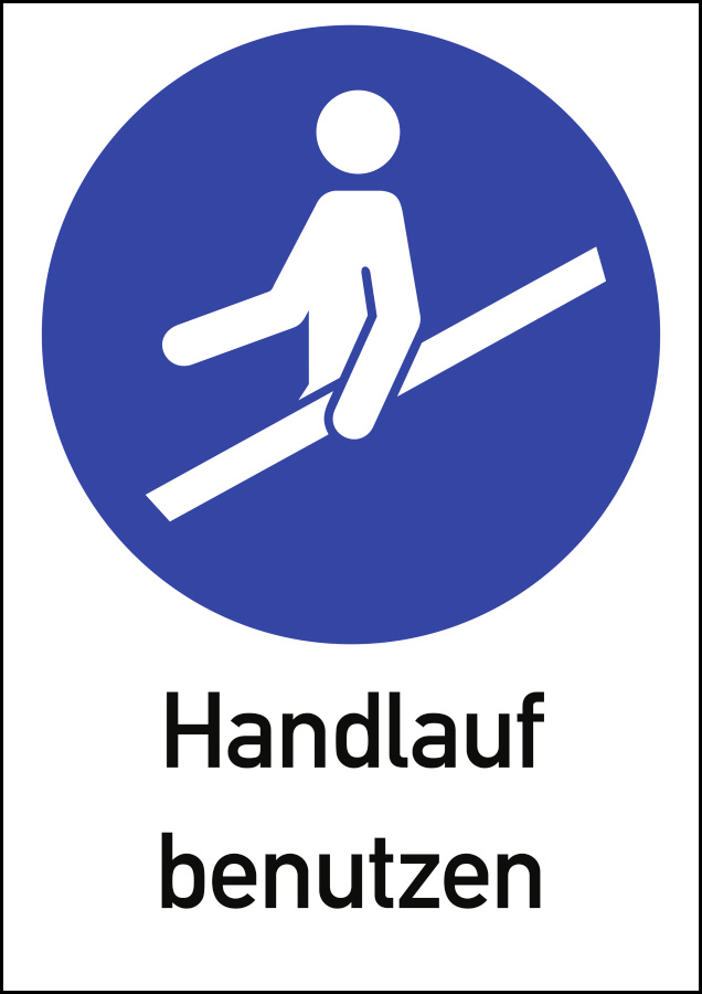Handlauf benutzen, Gebotszeichen, ISO 7010